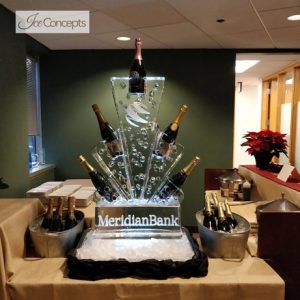 Meridian Bank Champagne Bottle Holder Ice Carving