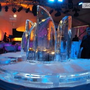 Abstract Round Seafood Server Ice Sculpture