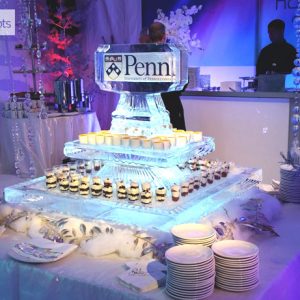 2 Tier Double Sided Logo Seafood Server Ice Sculpture